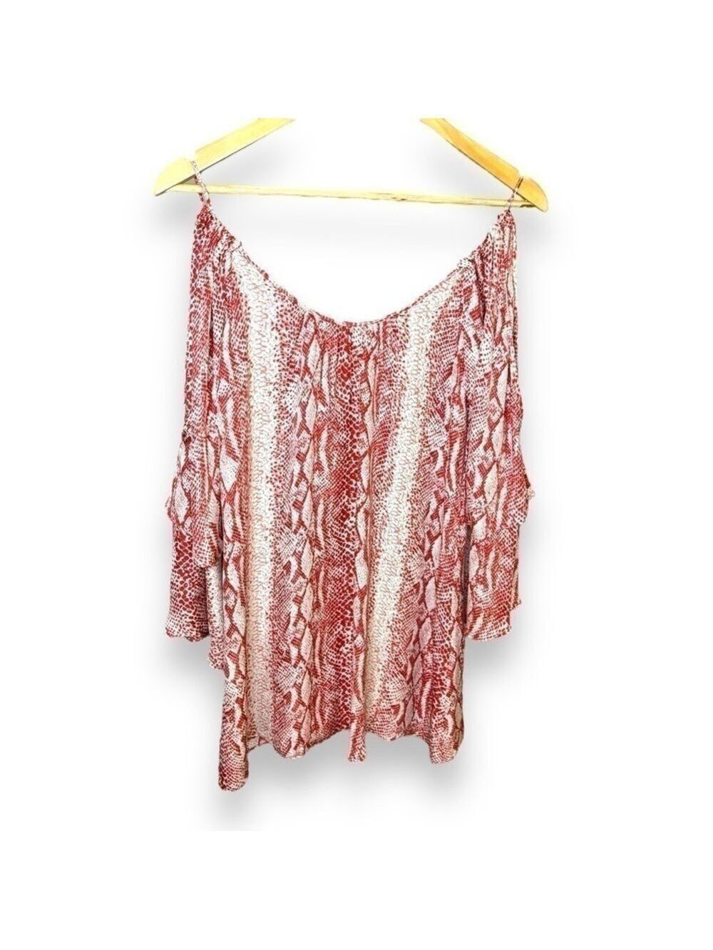 Parker Coral Red Beige 100% Silk Tunic Top - Size Small